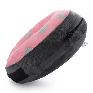 Detail view of plush pet recovery collar, soft inflatable Elizabethan design for safe healing.