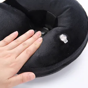 Inflatable dog recovery collar detail, soft plush surface and adjustable inflation valve.