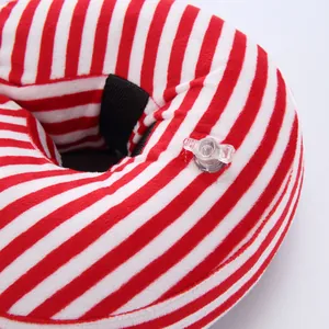 Inflatable pet recovery collar red white striped soft Elizabethan cone for dogs cats details