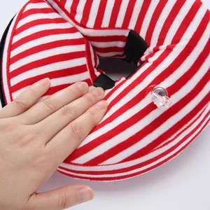 Inflatable pet recovery collar red and white striped soft inflatable cone detail shot