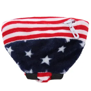 Plush Inflatable Pet Recovery Collar Dog Cone USA Flag Pattern Soft Protective Neck
