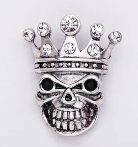Vintage Gothic Totenkopf Krone Brosche Kristall Strass Korsett Halloween Kostüm Pin