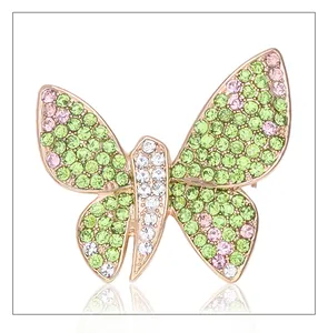 Elegante Schmetterling Strass Brosche Mode Insekt Korsage Reversnadel Goldfarben