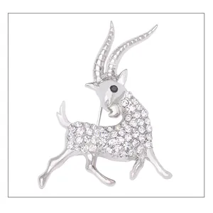 Broche chèvre en strass exquise alliage cristal bélier épingle mode animal bijoux détail