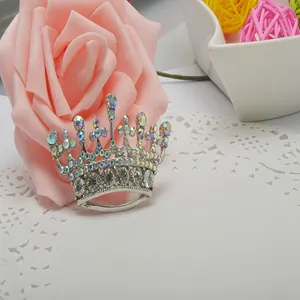 Koreanischer Stil Strahlende Strass Krone Brosche Koenigin Mode Kristall Corsage Nadel
