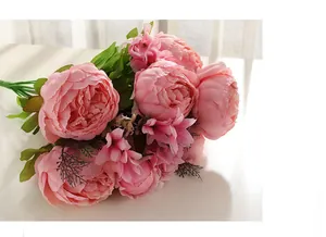 European artificial peony flower bouquet 13 heads decorative plant for home decor set