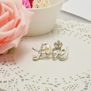 Korean style fashion rhinestone LOVE letter brooch women clothing accessories jewelry item
