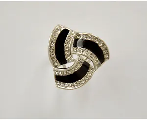 Zinc alloy rhinestone triple ring scarf buckle elegant silver fashion clothing accessory