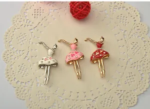 Elegant rhinestone ballerina brooch in alloy, featuring vibrant colors for stylish daily wear.