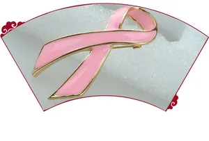 European standard zinc alloy pink ribbon brooch pin, elegant and versatile daily wear.