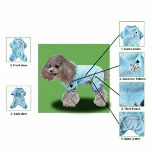 Christmas Pet Dog Clothes Four Legged Fleece Winter Warm Puppy Apparel Snowflake Elk Print Pet Clothing