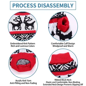 Christmas reindeer dog sweater with warm knit snowflake pattern for pets