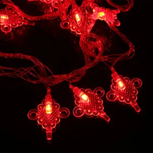 Guirlande lumineuse LED rouge noeud chinois festive pour decoration du Nouvel An et exterieur.