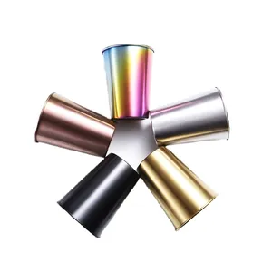 Custom stainless steel pint cups set, multi-color titanium plated beer cups for daily use.