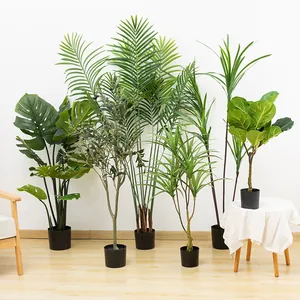 Ensemble de plantes artificielles pot fausse monstera palmier feuillage déco maison.