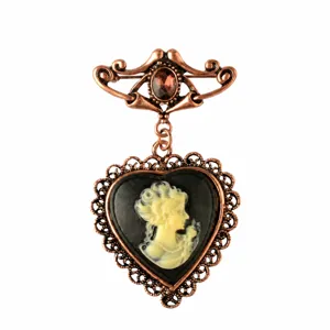 Retro Cameo Portrait Brooch Pin Zinc Alloy Inlaid Rhinestone Antique Bronze Fashion Jewelry Gift For Women