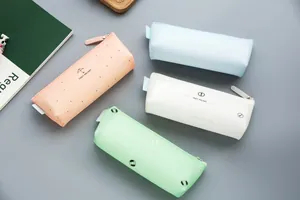 Cute silicone pencil pouch triangular stationery storage bag for students in multi colors
