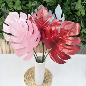 Feuille de Monstera Artificielle Tige de Plante Fausse en Plastique Feuilles de Palmier Tropicales pour Décoration de Maison