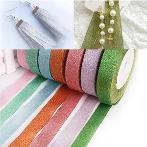 Colorful glitter ribbon rolls for DIY jewelry making and clothing decor, 20/38mm wide.