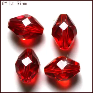 Cuentas de cristal K9 biconicas largas facetadas piedra roja para joyeria DIY artesania