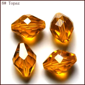 Cuentas de cristal romboidales facetadas detalle, abalorios para bisutería DIY ámbar.