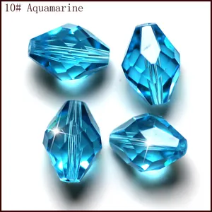 Cuentas de cristal bicono largas facetadas aguamarina cuentas sueltas para joyería DIY 10#