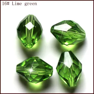 Cuentas de cristal bicono verde lima 16# cuentas de vidrio facetadas para joyeria artesanal