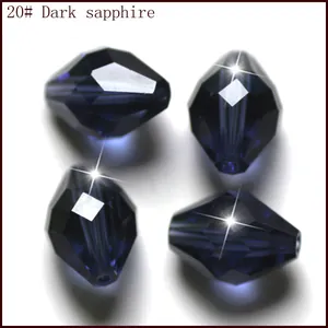 Cuentas de cristal facetado zafiro oscuro forma rombo largo joyería DIY venta al por mayor