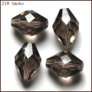 Cuentas facetadas largas bicone de cristal K9 para joyeria DIY color gris humo.