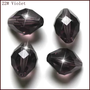 Abalorios bicónicos de cristal violeta facetado para hacer joyas de bricolaje