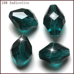 Cuentas de rombo largo de cristal K9 verde oscuro cuentas facetadas para joyeria artesanal.