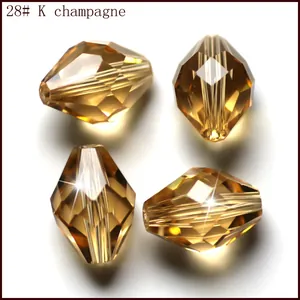 Abalorios de cristal bicónicos champán para hacer joyería DIY, cuentas de cristal facetadas.
