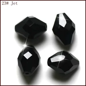 Cuentas de cristal K9 de rombo largo negras facetadas suministros para joyería DIY 100pz