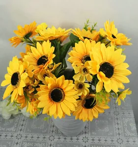 Bouquet de tournesols artificiels 7 branches fausse fleur pour décoration intérieure