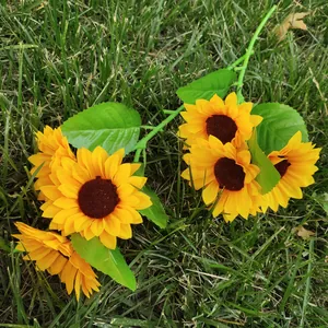 Fausse fleur de tournesol artificielle 7 branches pour décoration maison jardin extérieur