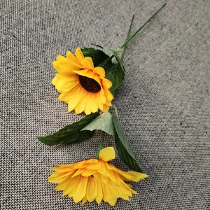 Tournesol artificiel décoration maison faux floral avec feuilles vertes pour intérieur