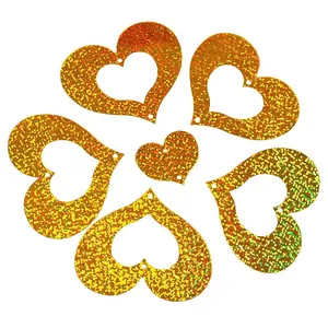 Gold laser heart balloon pendant set for wedding party decoration and hanging decor.
