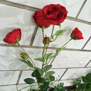Künstliche rote Rosen Blumen 6-Gabel Multi-Kopf europäischer Stil Wohnzimmer Dekoration.