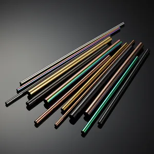 Reusable stainless steel metal drinking straws colorful set eco-friendly party bar accessories