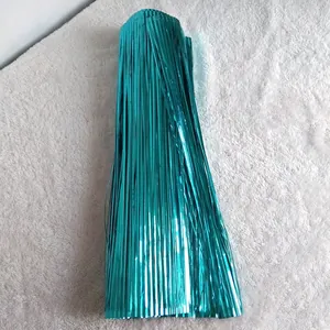 Shiny teal metallic foil fringe tassel for Christmas and birthday party decoration.