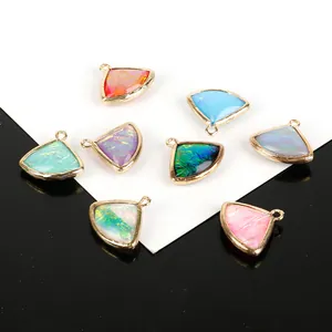 Koreanische Fächerförmige Wolke Anhänger Für DIY Schmuckherstellung Handgefertigte Ohrringe Halskette Zubehör Kupferrand Synthetische Opal Charms