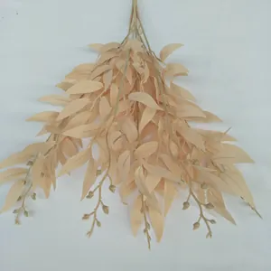 Artificial willow leaves vine bouquet for wedding home decor, premium silk foliage branch.