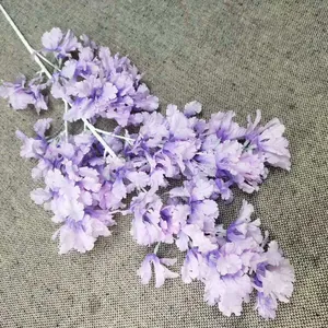 Kunstmatige paarse kersenbloesem tak nep bloem voor bruiloft thuis decor boog plafond