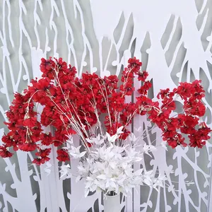 Kunstbloemen rode kersenbloesem witte takken voor thuis huwelijksfeest decoratie!