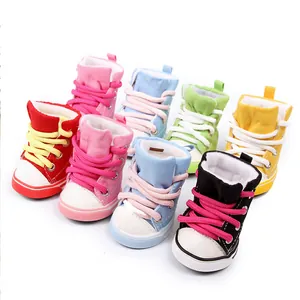Colorful canvas pet shoes for small dogs, non-slip autumn winter puppy sneakers breathable