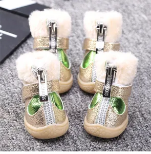 Winter warm pet dog shoes anti-slip fleece booties set for small dogs teddy chihuahua 4pcs