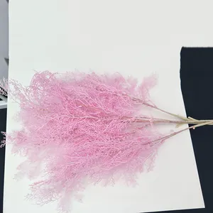 Pink artificial mist pine branches simulation plant for wedding background decor home floral.