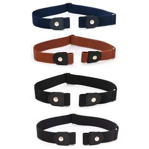 Close-up details of buckle-free elastic invisible belts in multiple colors for daily wear.