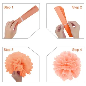 Step-by-step instruction guide for fluffy tissue paper pom pom party hanging decorations