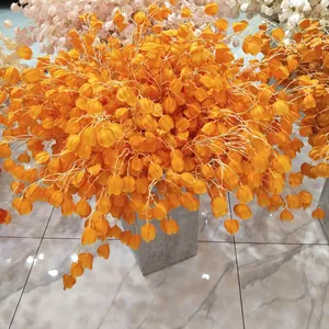 Artificial orange lantern fruit flower branch for home wedding decor and floral arrangement detail.